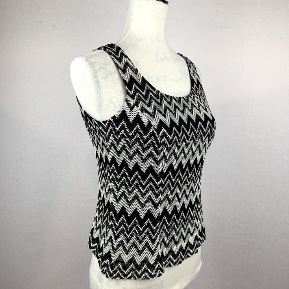 Kasper Black And White Zig Zag Pattern Sleeveless… - image 4